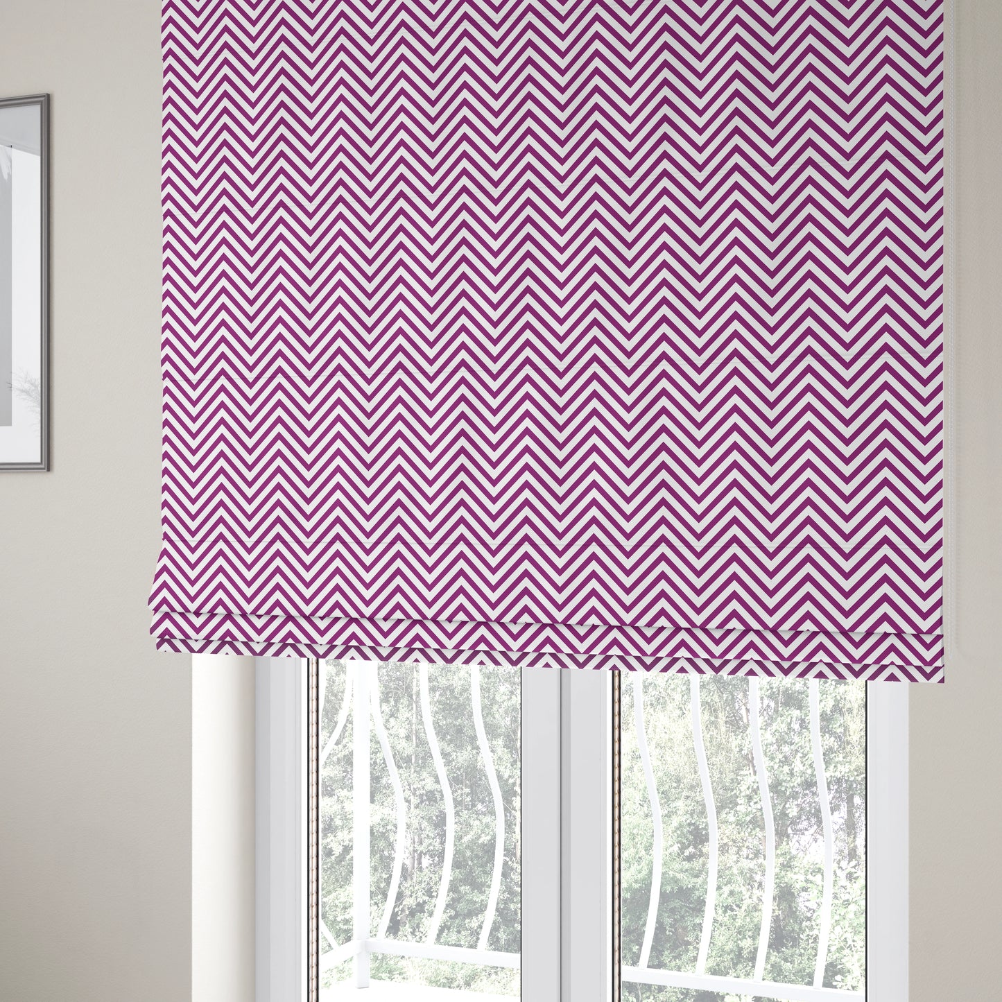 Freedom Printed Velvet Fabric Purple White Chevron Stripe Pattern Upholstery Fabrics CTR-488 - Roman Blinds