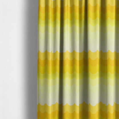 Freedom Printed Velvet Fabric Collection Yellow Waves Pattern Upholstery Fabric CTR-49 - Made To Measure Curtains