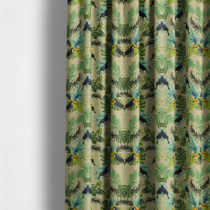 Freedom Printed Velvet Fabric Toucan Exotic Bird In Jungle Wildlife Pattern Upholstery Fabrics CTR-490 - Made To Measure Curtains