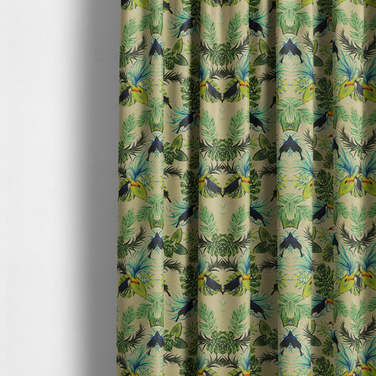 Freedom Printed Velvet Fabric Toucan Exotic Bird In Jungle Wildlife Pattern Upholstery Fabrics CTR-490 - Made To Measure Curtains