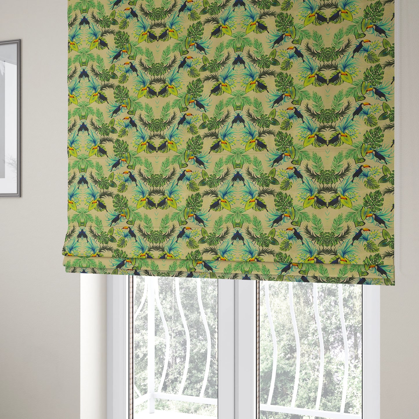 Freedom Printed Velvet Fabric Toucan Exotic Bird In Jungle Wildlife Pattern Upholstery Fabrics CTR-490 - Roman Blinds