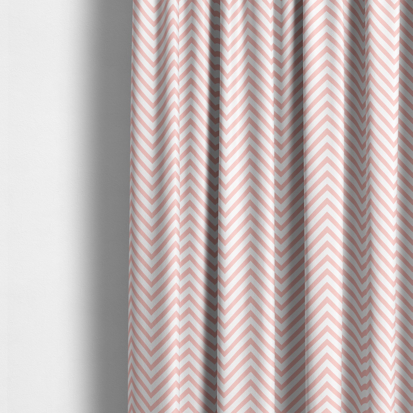 Freedom Printed Velvet Fabric Pink White Chevron Colour Pattern Upholstery Fabrics CTR-500 - Made To Measure Curtains