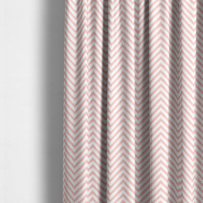 Freedom Printed Velvet Fabric Pink White Chevron Colour Pattern Upholstery Fabrics CTR-500 - Made To Measure Curtains