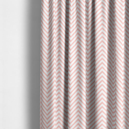 Freedom Printed Velvet Fabric Pink White Chevron Colour Pattern Upholstery Fabrics CTR-500 - Made To Measure Curtains