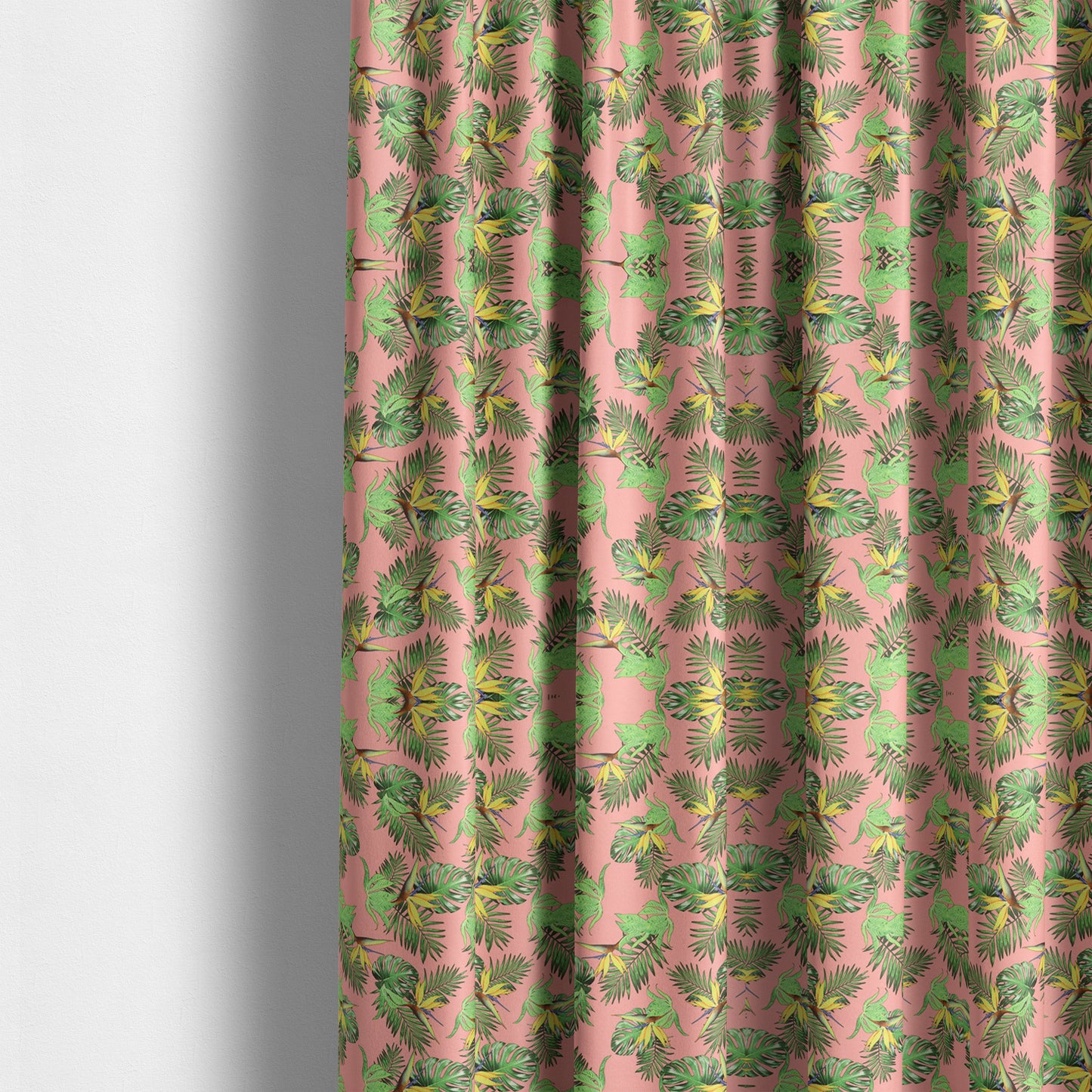 Freedom Printed Velvet Fabric Pink Green Colourful Floral Flower Pattern Upholstery Fabric CTR-502 - Made To Measure Curtains