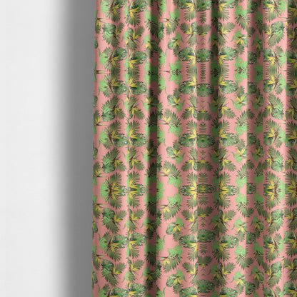 Freedom Printed Velvet Fabric Pink Green Colourful Floral Flower Pattern Upholstery Fabric CTR-502 - Made To Measure Curtains