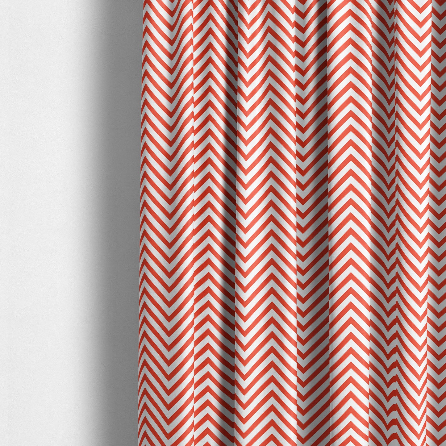 Freedom Printed Velvet Fabric Red White Chevron Striped Pattern Upholstery Fabrics CTR-503 - Made To Measure Curtains