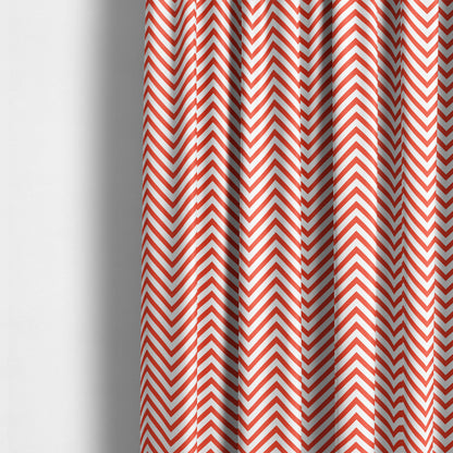 Freedom Printed Velvet Fabric Red White Chevron Striped Pattern Upholstery Fabrics CTR-503 - Made To Measure Curtains