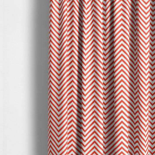 Freedom Printed Velvet Fabric Red White Chevron Striped Pattern Upholstery Fabrics CTR-503 - Made To Measure Curtains