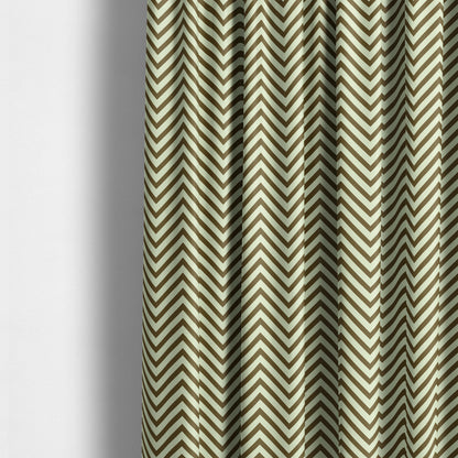 Freedom Printed Velvet Fabric Brown White Chevron Colour Print Upholstery Fabrics CTR-504 - Made To Measure Curtains