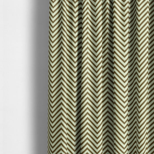 Freedom Printed Velvet Fabric Brown White Chevron Colour Print Upholstery Fabrics CTR-504 - Made To Measure Curtains