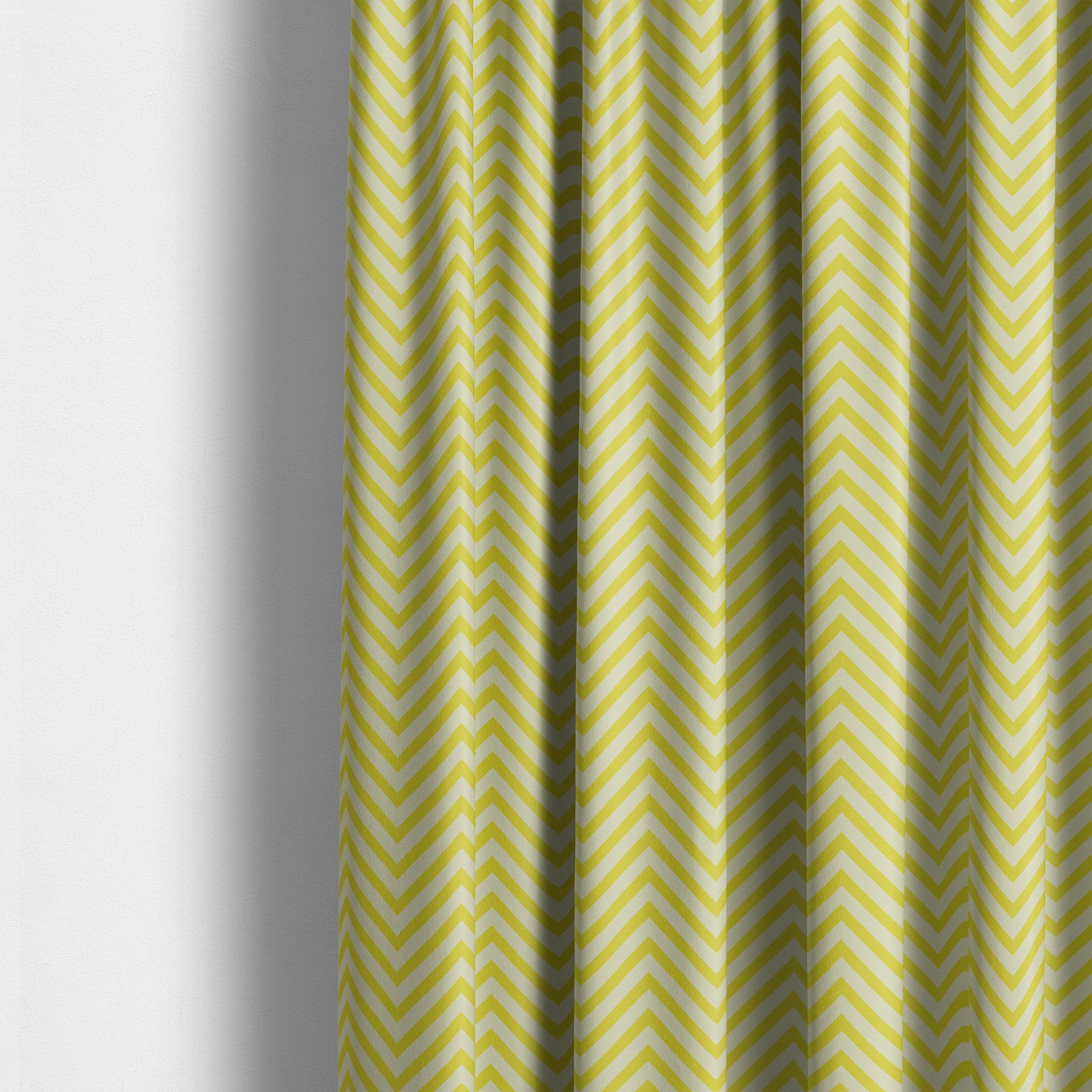 Freedom Printed Velvet Fabric Yellow White Chevron Colour Print Upholstery Fabric CTR-508 - Made To Measure Curtains