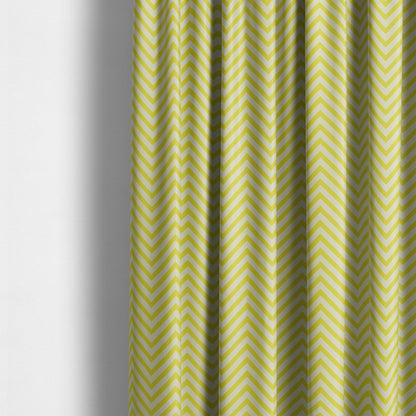 Freedom Printed Velvet Fabric Yellow White Chevron Colour Print Upholstery Fabric CTR-508 - Made To Measure Curtains