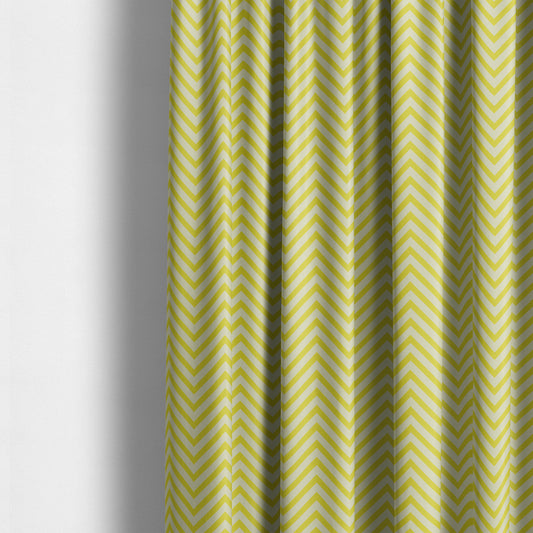 Freedom Printed Velvet Fabric Yellow White Chevron Colour Print Upholstery Fabric CTR-508 - Made To Measure Curtains