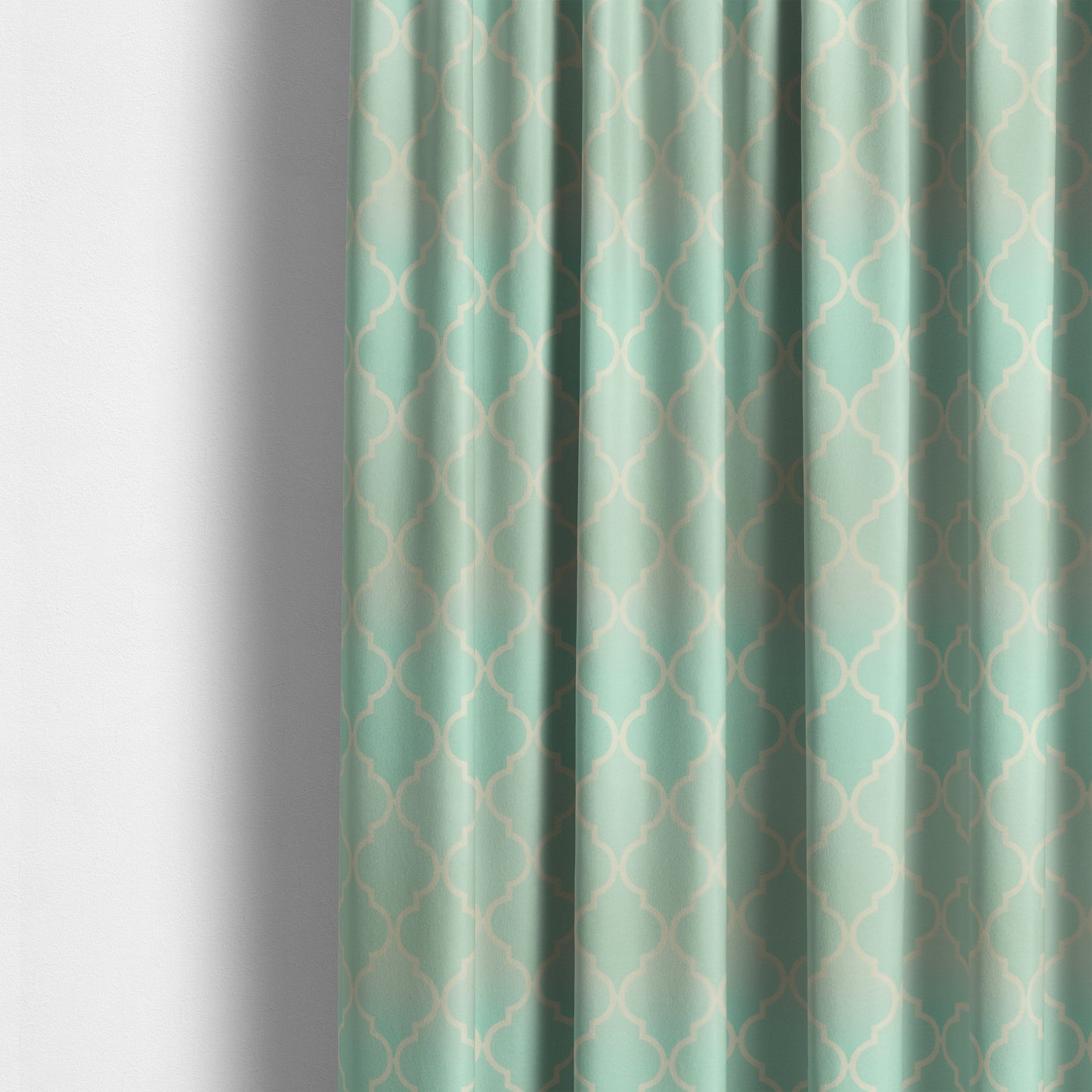 Freedom Printed Velvet Fabric Collection Aqua Colour Pattern Upholstery Fabric CTR-51 - Made To Measure Curtains