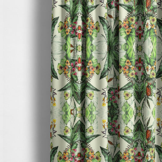 Freedom Printed Velvet Fabric Greens Colours Full Of Floral Printed Upholstery Fabrics CTR-514 - Made To Measure Curtains