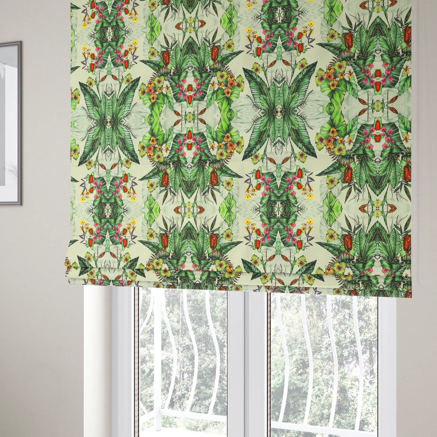 Freedom Printed Velvet Fabric Greens Colours Full Of Floral Printed Upholstery Fabrics CTR-514 - Roman Blinds