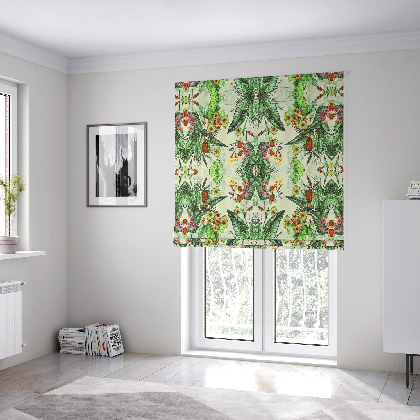 Freedom Printed Velvet Fabric Greens Colours Full Of Floral Printed Upholstery Fabrics CTR-514 - Roman Blinds