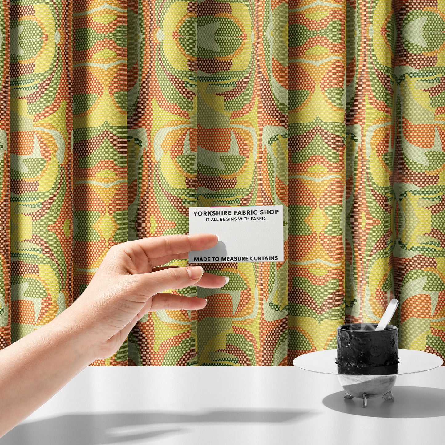 Freedom Printed Velvet Fabric Geometric Abstract Pattern Colourful Upholstery Fabric CTR-527 - Made To Measure Curtains