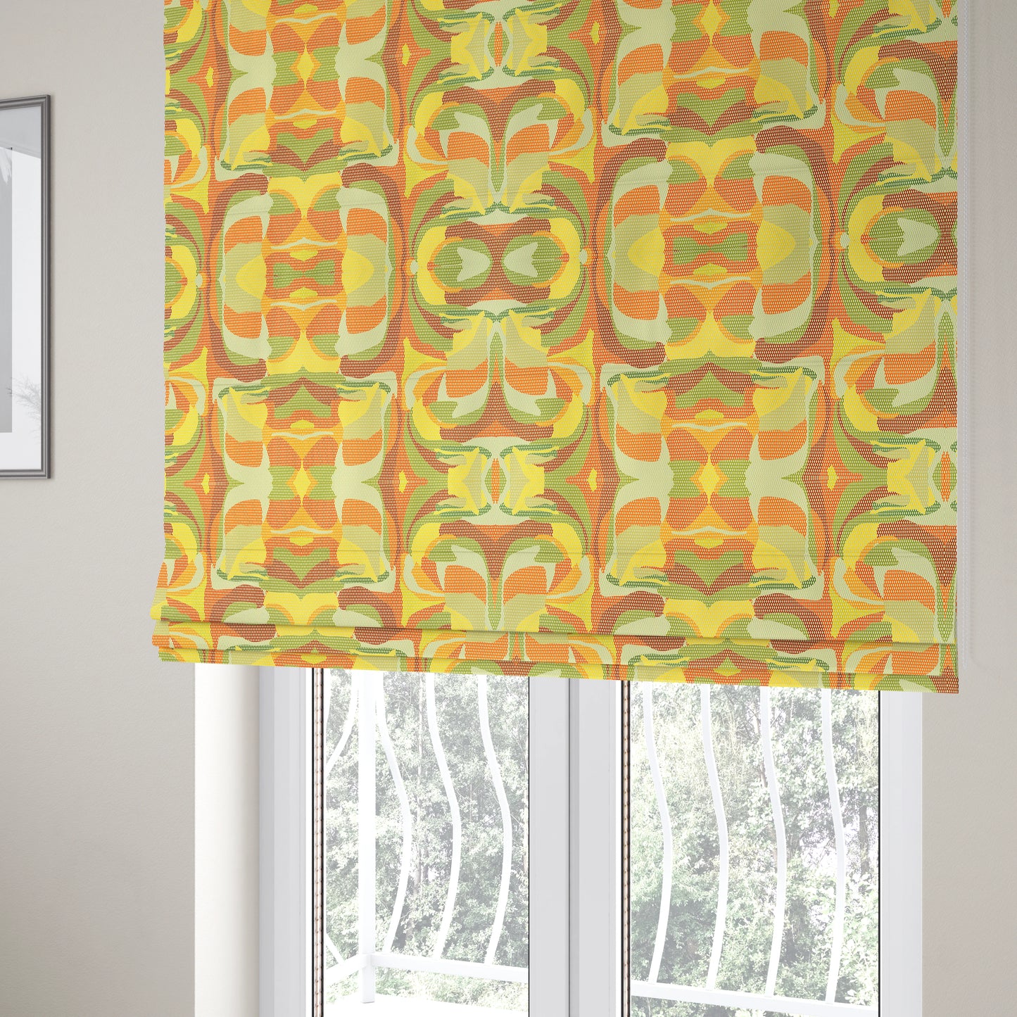 Freedom Printed Velvet Fabric Geometric Abstract Pattern Colourful Upholstery Fabric CTR-527 - Roman Blinds