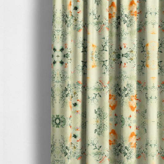 Freedom Printed Velvet Fabric Floral Scenery Greenery Pattern Colourful Upholstery Fabrics CTR-528 - Made To Measure Curtains