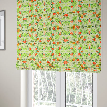 Freedom Printed Velvet Fabric Colourful Floral Pineapple Fruits Pattern Upholstery Fabric CTR-539 - Roman Blinds