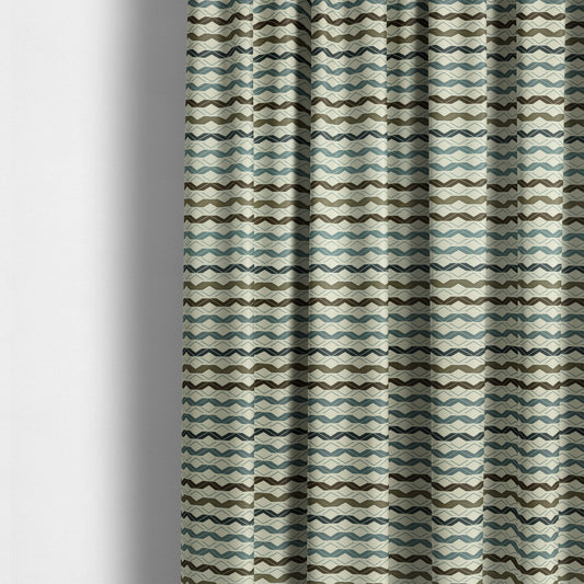 Freedom Printed Velvet Fabric Collection Designer Striped Pattern Upholstery Fabric CTR-54 - Made To Measure Curtains