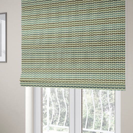 Freedom Printed Velvet Fabric Collection Designer Striped Pattern Upholstery Fabric CTR-54 - Roman Blinds