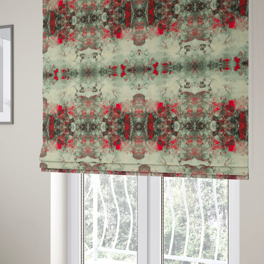 Freedom Printed Velvet Fabric Red Black Grey Abstract Art Modern Pattern Upholstery Fabrics CTR-544 - Roman Blinds