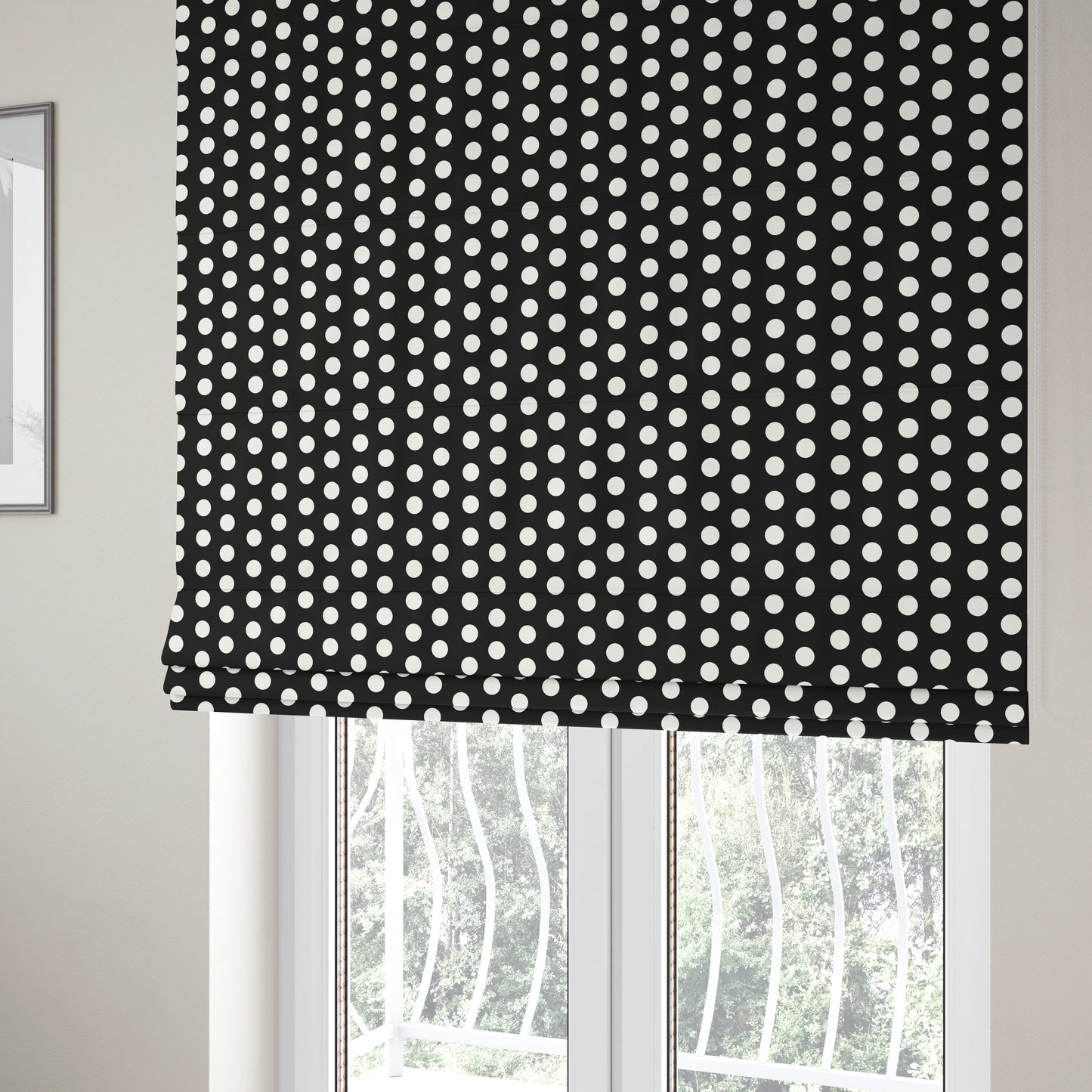 Freedom Printed Velvet Fabric Black White Spotted Pattern Upholstery Fabrics CTR-566 - Roman Blinds