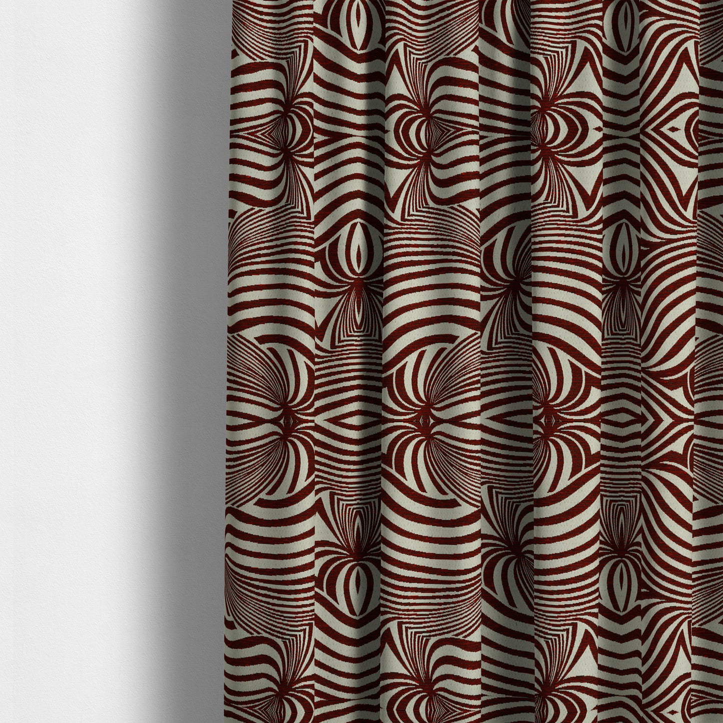 Anchorage Modern Funky Stripe Zebra Style Design Red White Lightweight Furnishing Fabrics CTR-579 - Made To Measure Curtains