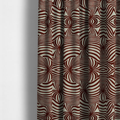 Anchorage Modern Funky Stripe Zebra Style Design Red White Lightweight Furnishing Fabrics CTR-579 - Made To Measure Curtains