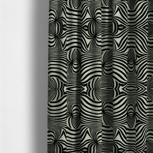 Anchorage Modern Funky Stripe Zebra Style Design Black White Lightweight Furnishing Fabrics CTR-580 - Made To Measure Curtains