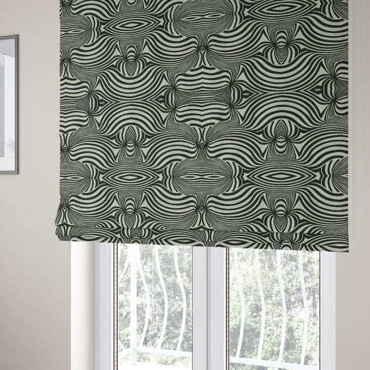 Anchorage Modern Funky Stripe Zebra Style Design Black White Lightweight Furnishing Fabrics CTR-580 - Roman Blinds