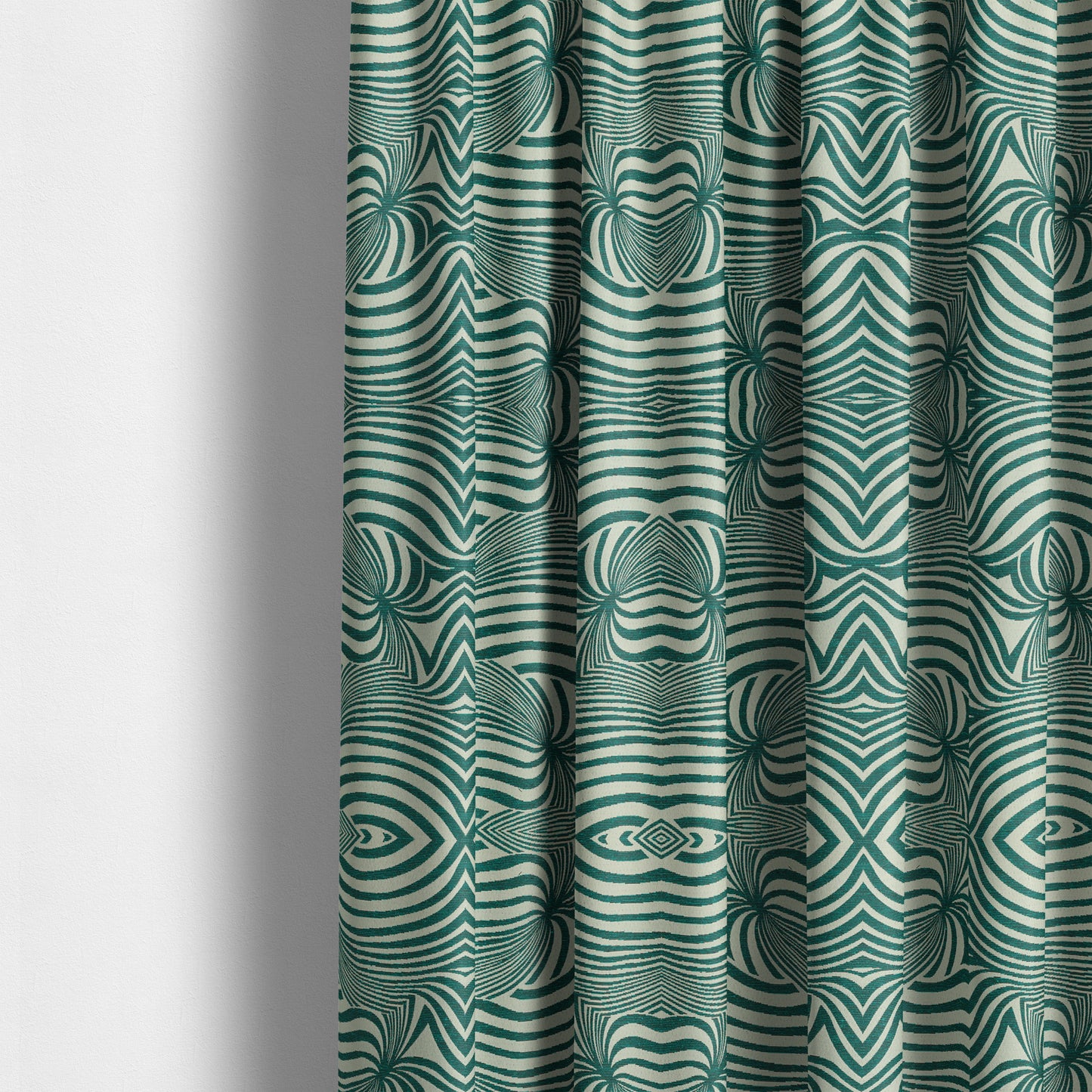 Anchorage Modern Funky Stripe Zebra Style Design Teal White Lightweight Furnishing Fabrics CTR-582 - Made To Measure Curtains