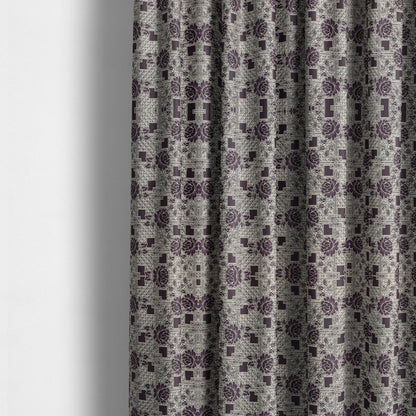 Kenai Glitter Upholstery Furnishing Pattern Fabric Patchwork Floral In Black Silver CTR-586 - Made To Measure Curtains