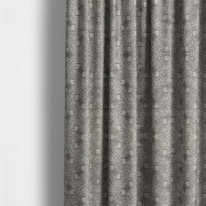 Kenai Glitter Upholstery Furnishing Pattern Fabric Patchwork Floral In Grey Silver CTR-587 - Made To Measure Curtains