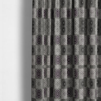 Juneau Glitter Upholstery Furnishing Pattern Fabric Modern Geometric In Purple Silver CTR-588 - Made To Measure Curtains