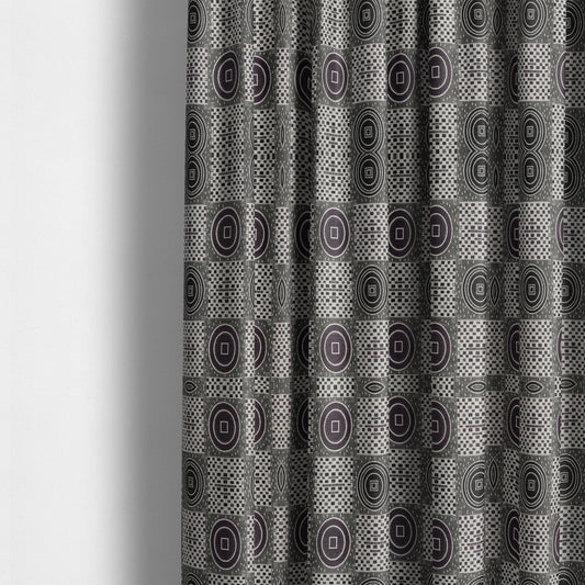 Juneau Glitter Upholstery Furnishing Pattern Fabric Modern Geometric In Purple Silver CTR-588 - Made To Measure Curtains