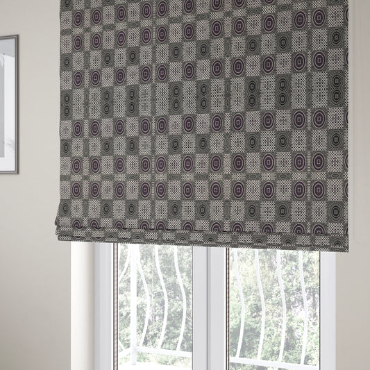 Juneau Glitter Upholstery Furnishing Pattern Fabric Modern Geometric In Purple Silver CTR-588 - Roman Blinds