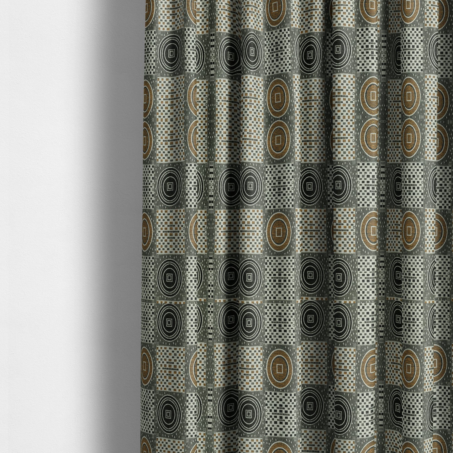 Juneau Glitter Upholstery Furnishing Pattern Fabric Modern Geometric In Yellow Black CTR-589 - Made To Measure Curtains