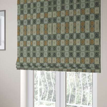 Juneau Glitter Upholstery Furnishing Pattern Fabric Modern Geometric In Yellow Black CTR-589 - Roman Blinds