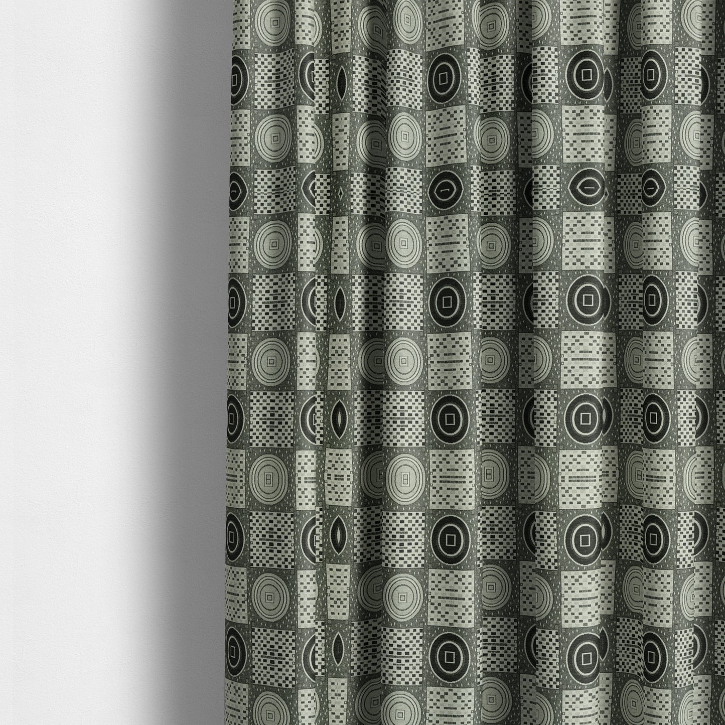 Juneau Glitter Upholstery Furnishing Pattern Fabric Modern Geometric Black Grey White CTR-590 - Made To Measure Curtains