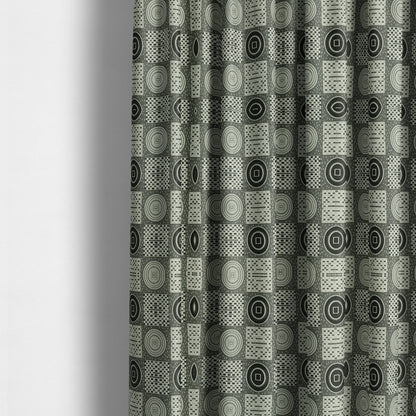 Juneau Glitter Upholstery Furnishing Pattern Fabric Modern Geometric Black Grey White CTR-590 - Made To Measure Curtains