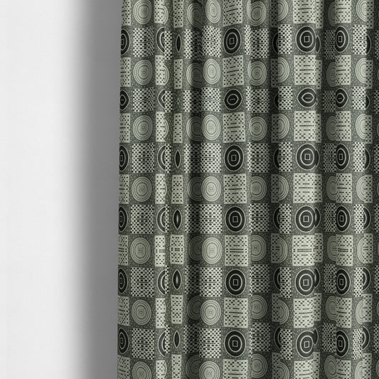 Juneau Glitter Upholstery Furnishing Pattern Fabric Modern Geometric Black Grey White CTR-590 - Made To Measure Curtains