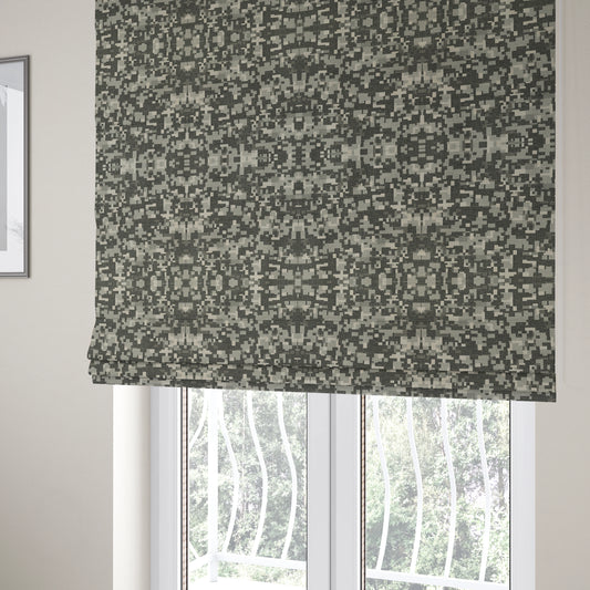 Nome Geometric Pattern Silver Grey Lightweight Upholstery Furnishing Fabrics CTR-593 - Roman Blinds