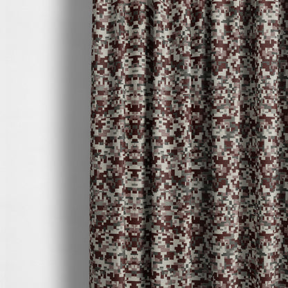 Nome Geometric Pattern Burgundy White Lightweight Upholstery Furnishing Fabrics CTR-596 - Made To Measure Curtains