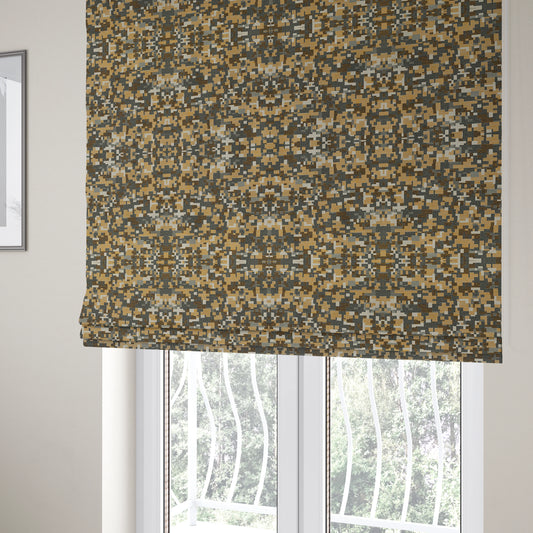 Nome Geometric Pattern Yellow Grey Lightweight Upholstery Furnishing Fabrics CTR-597 - Roman Blinds