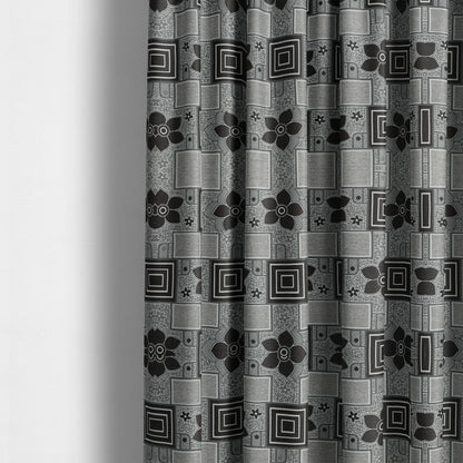 Sitka Modern Upholstery Furnishing Pattern Fabric Floral Patchwork In Brown Cream CTR-601 - Made To Measure Curtains