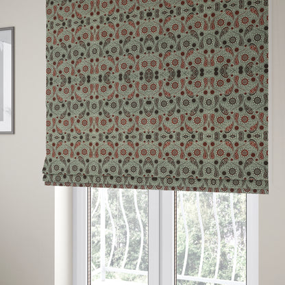 Wasilla Upholstery Furnishing Pattern Fabrics Paisley Damask In Red Black CTR-608 - Roman Blinds